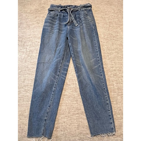 Abercrombie & Fitch Denim - Hollister Ultra High-Rise Mom Jeans Women's Size 5R (W27 L27) Medium Wash Frayed